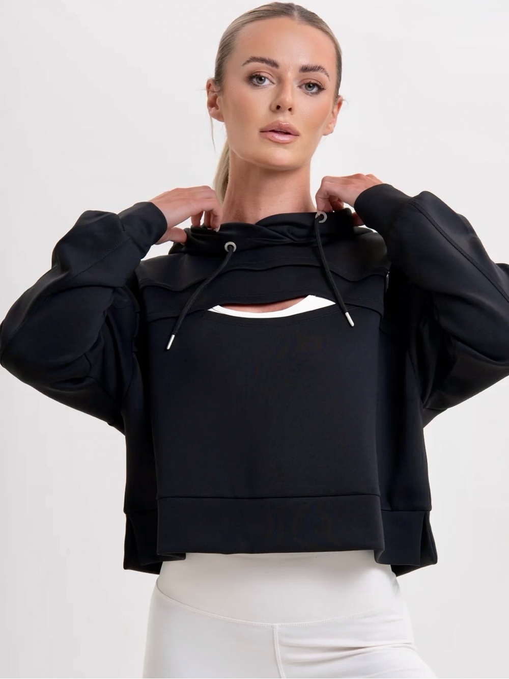 Women’s Exploreva Hollow Out Detail Drawstring Sweatshirt | Size M